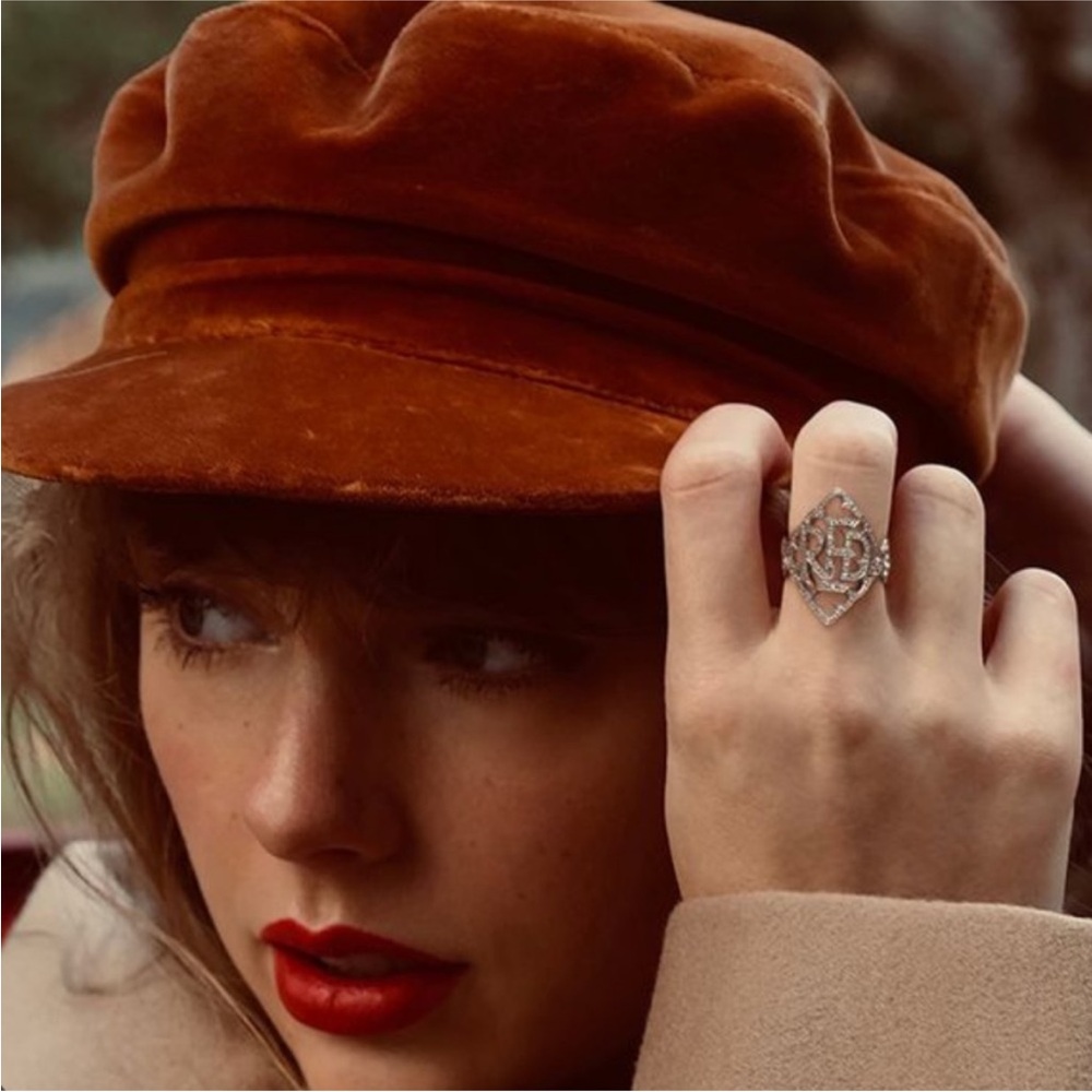 Taylor Swift Red Silver Adjustable Ring